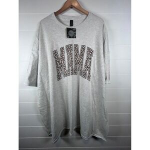 Gildan Mama Leopard Print Graphic T-Shirt  Heather Gray 5XL NWT
